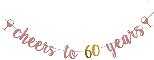 WEIANDBO ви Поздравява по случай 60-Годишнината Банер с Пайети от Розово Злато, Предварително Натянутый, Украса за Партита