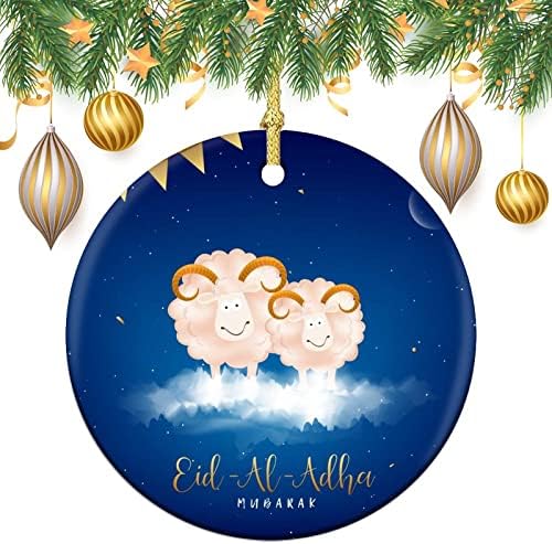 Ейд Ал-Адха през Цялата Керамичен Коледен Окачен Медальон С Принтом Магазини за Бижута, за Украса на Коледната Елха