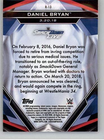 2020 Topps WWE Finest Decade's Finest Returns R-13 Търговска картичка Дэниела Брайън SmackDown LIVE Борба