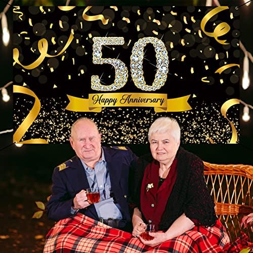 DARUNAXY Черното Злато, Украса за парти в чест на 50-годишнината от Банер с 50-годишнината, Поздравления с 50-Годишнината, на Фона на парти в чест на 50-годишнината от сватба?