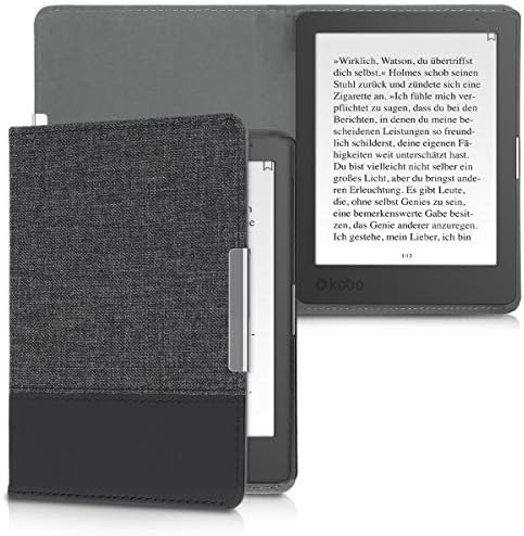 Калъф kwmobile е Съвместим с Кобо Aura Edition 1 - Калъф за четец на електронни книги от изкуствена кожа и платно - антрацит