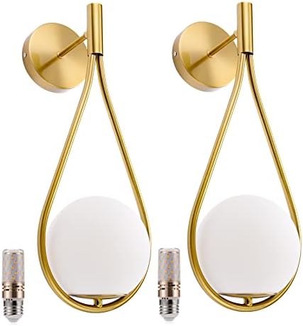 Lightastic Gold Gloabe Аплици Стенни Тела Комплект от две Златни осветителни Тела за баня | Огледало за баня Златна лампа