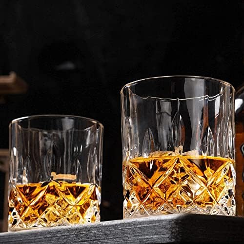 Набор от графинов за уиски KANARS с 4 Бокалами, Набор от Кристални Графинов Ръчно изработени за бърбън, лепенката, водка и Ликьор, най-Добрият подарък за мъже, 9 теми