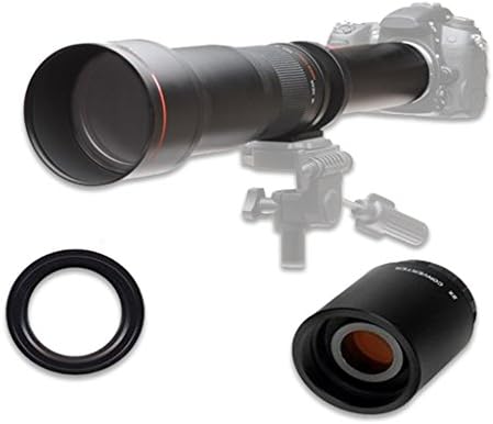 650-1300 мм супер телефото обектив с увеличение f/8 Ръчно супер телефото обектив за цифрови slr камери на Pentax K-S1, K-500 K-50 K-30, K5 IIs, K-7, K-5, K-3, K-2, K-X, K20D, K100D, K110D и K10D - Черен