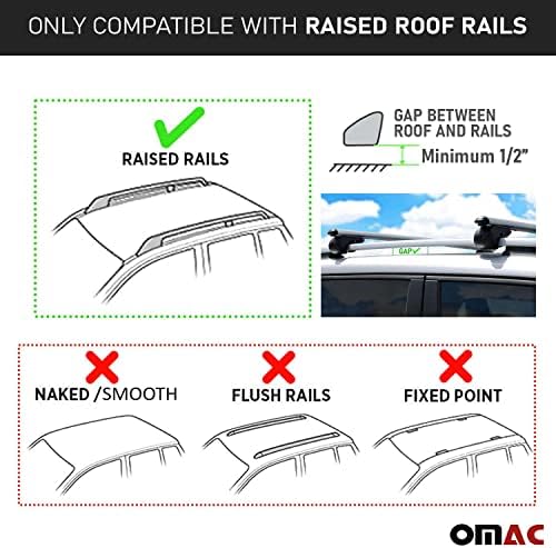 OMAC Набор от Напречни Ребра Багажник на покрива за Honda Pilot 2003-2008 Черно/Авто Парапет На покрива На Напречната Греда на