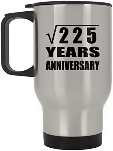 Designsify 15-та Годишнина на Корен Квадратен от 225-годишна Годишнина, Сребърен Пътна Чаша 14 грама, на Изолиран Чаша