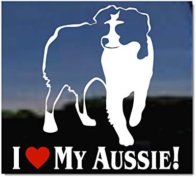 Обичам Си aussie! | Vinyl Стикер На прозореца с участието на Австралийската Овчарка NickerStickers®