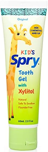 Зъбният гел Пъргав All Natural Kids, не съдържа флуор, с ксилитол, Детска паста за зъби за деца от 3 месеца и по-големи, Оригинални,