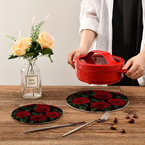 UMIRIKO Набор от прихваток с цветя модел под формата на Червени Рози, Набор на каботажните за горещите прихваток от чиста памучна