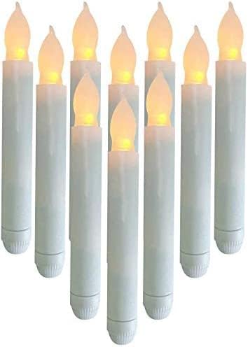 12ШТ Беспламенных Led Конусни Свещи, Свещници, на Батерии с по-Топъл Бял играта на Пламъка, 0,79 х 6,5 Инча, Фалшиви Плаващи Конични Свещи