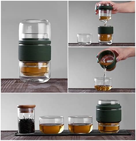 XWOZYDR Пътен Чаен Комплект, кана за приготвяне на кунг-фу с Преносим калъф, Стъклени Чаши Чай С приготвяне на чай За Пътуване, Комплект