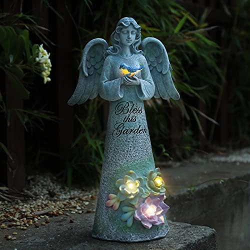 Градинска Статуя на Ангел За Външна декорация, Градински Ангел, който Държи Гълъб от Слънчевите Светлини, Градински Подаръци за майка си и