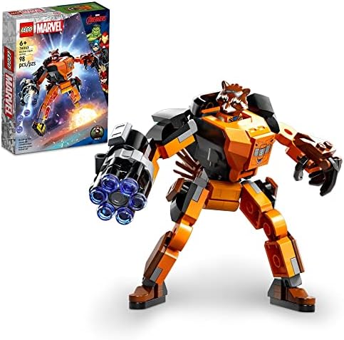 Набор от Брони, LEGO Marvel Rocket Мех 76243, Отборът Фигурка на миеща мечка Пазителите на Галактиката, Коллекционный подарък Отмъстителите