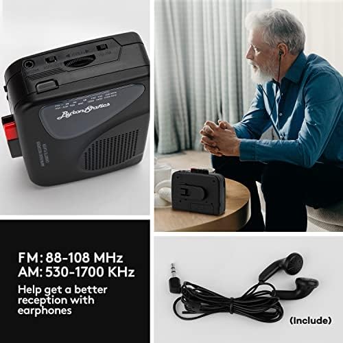Портативен аудио касетофони плейъри ByronStatics Записване на FM AM Радио Walkman Рекордер с Вграден Микрофон Външни Високоговорители