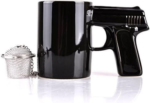 Чаша UCEC Gun - керамични - Използва се за приготвяне на кафе, чай - С подарък (цедка за чай от неръждаема стомана)