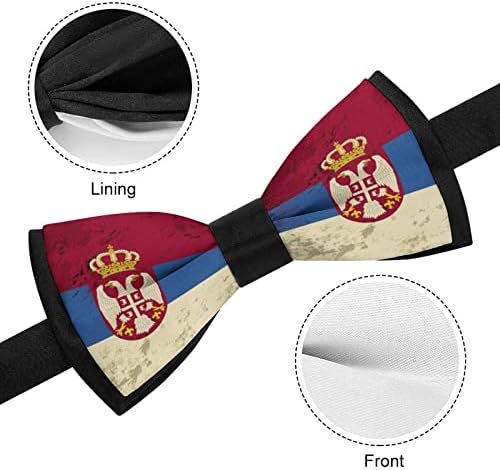 FORSJHSA Ретро Сръбски Флаг, Мъжки Предварително Обвързани Вратовръзки-пеперуди, Регулируема Вратовръзка-нов Принтом