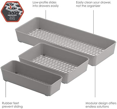 Комплект от 3 различни тави за съхранение, устойчива към образуване на отлагания В Чекмеджето кутии за кухня и Баня, Лесно Почистваща Организаторите