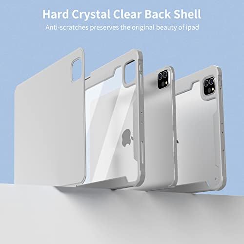 Хибриден калъф kenke за iPad Pro 11 инча 4-ри/3-ти /2-ро поколение 2022/2021/2020, 2 в 1, Магнитна Подвижна Въртяща Прозрачен капак и умен калъф-награда от изкуствена кожа, Автоматичен