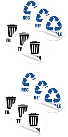 Operitacx 2 Комплекта от 6 Етикети за класифициране на отпадъци Голям Кошчето за боклук Стикер за преработка на Боклук Кофи Стикер За Преработка на Етикети За Сортиране