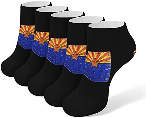 Капки вода с Флага на Аризона, 5 Чифта Чорапи на Щиколотках, Леки, Дишащи Чорапи с Дълбоко Деколте, Чорапи за екипажа, Чорапи