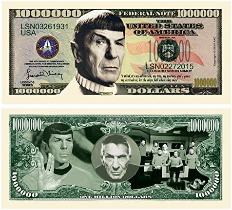 Класика на американското изкуство Леонард Нимой стар трек Спок, са подбрани банкнота от един милион долара - най-Добрият