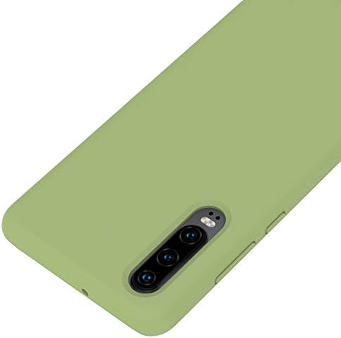 Прозрачен обикновен течен силикон устойчив на удари калъф с пълно покритие за Huawei P30 (черен). (Цвят: Зелен)