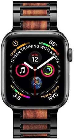 технология iiteeology е Съвместима с каишка на Apple Watch 41 мм 40 мм, 38 мм, с Естествен Дървен каишка-Неръждаема Стомана гривна за Apple