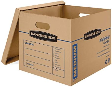 Кутии за гардероб Bankers Box SmoothMove без самозалепваща се лента, по-Голяма, 3pk, 7710501 и кутии за преместване на SmoothMove