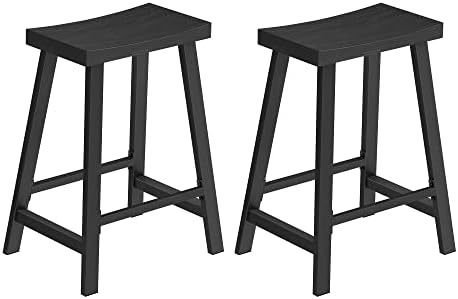 Бар столове VASAGLE, Комплект от 2 Продуктова столове, Кухненски Бар Столове за закуска с поставка за краката и Височина на 23,6 инча,
