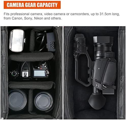 FOSOTO Чанта за Фотоапарати с Голям Капацитет, чанта за Носене за Видеокамера, Съвместим с Canon Vixia HF G50 EOS 80D 90C 6D Mark II, Panasonic HC-X1500 HC-X2000, Sony HDR-CX900, DSLR-рефлексен фотоапарат