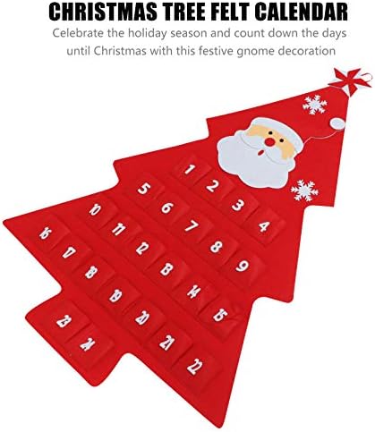 NUOBESTY Santa Decor 2020 Адвент-Календар Дядо Коледа, монтиран на стената Адвент-Календар с Джобове за обратно броене 24 Дни, Текстилен