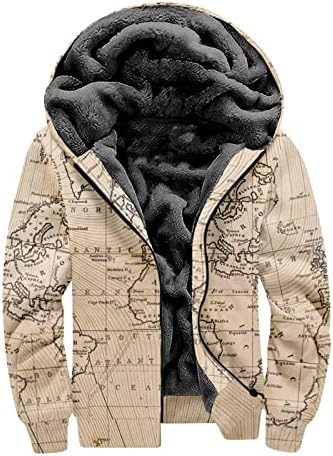 Dgoopd Модни Якета за Мъже 2022 с Принтом Карта на света, Ежедневното Утепленное Палто С Дълъг Ръкав, Вдигане на Топла Мека
