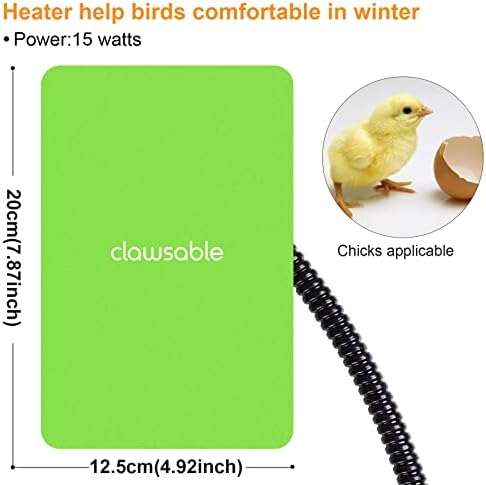 Нагревател за клетка за клетки Feneya, По-висока ефективност на Топлопреминаване, Топло за Екзотични домашни птици, Нагревател за птици в Алуминиев корпус с мощност 15