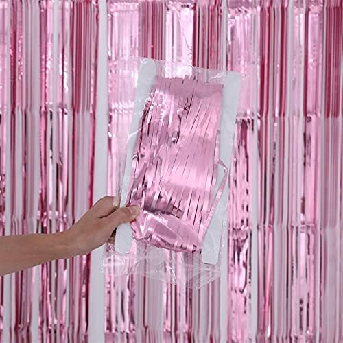 ZCxiyu 1 2 М Розово Злато Метално Фолио Сърма Ресни Завеса на Вратата Дъжд Домашната Стая за Сватба парти С Декоративен Фон за Фон на Реквизит