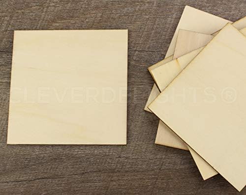 4-инчов дървени квадрати CleverDelights - 10 X - Дебелина 3/32 инча - 4 Непълни занаяти