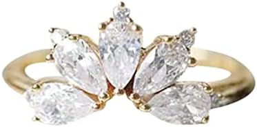 Пръстен с флейтой Изискана и Луксозна Diamond Crown С Позлатените Цирконии Златен Пръстен Женски Регулируема Темперамент Модата