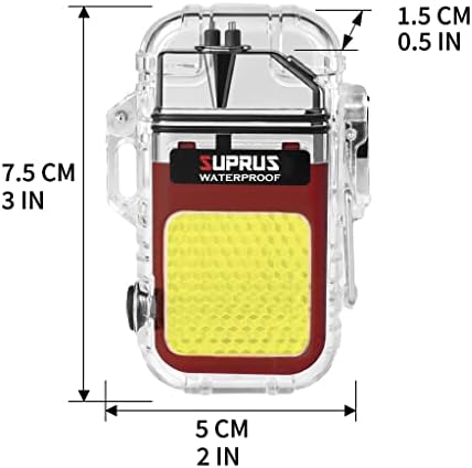 Водоустойчив запалка SUPRUS, 3 режима на фенерче, Ветрозащитная запалка, Двухдуговые Електрически запалки, Акумулаторна Двухдуговая