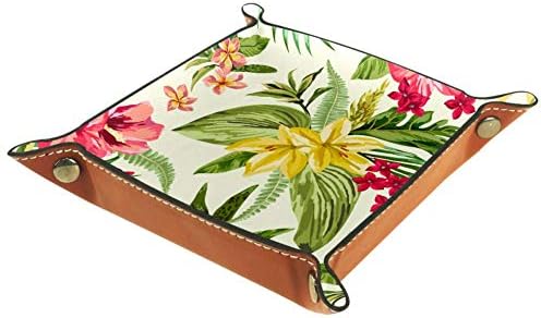 AISSO Тропически хавайски цветя плюмерии и хибискус, кожен органайзер за портфейл, часовници, ключове, монети, мобилни телефони и офис