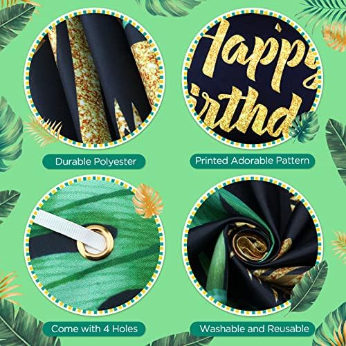 Палмови Украса за Рожден Ден, Зелен, Черен, Златен Тропически Банер за Парти, Хавайски Фон за парти в чест на рождения Ден, Листа,