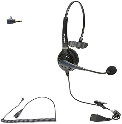 Професионална слушалка OvisLink 2,5 мм за кол център на Polycom SoundPoint Pro SE 220, 225, IP 321, 331 и телефони на малкия бизнес, Cisco