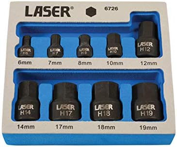 Лазер 6726 нископрофилен strike набор от бита с шестоъгълни глави 1/4 D 3/8 D 9 бр., сребрист