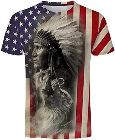 XXBR Мъжка Тениска с Американския Флаг, Лятна Ежедневни Тениска С Къс Ръкав, Блузи с Принтом Индийския Вълк, Готина Тениска За Тренировка