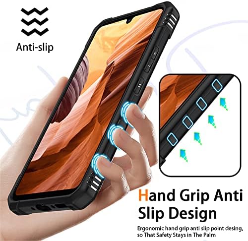 Калъф Mocotto за Samsung Galaxy A54 5G с предпазно фолио от закалено стъкло за дисплея и обектива на камерата, с пръстен за палеца, стойка за тежки условия на работа, защитен калъ