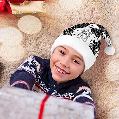 Коледна шапка на Дядо Коледа с черни и бели ананас, червена коледна шапка, празнични сувенири, аксесоари за новогодишните партита