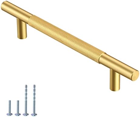 AITITAN 10 X Златни дръжки за шкафове - 7 См (с отвори за центъра на 5-инчов) С накаткой и златни дръжки за шкафа, бюфет и гардероб