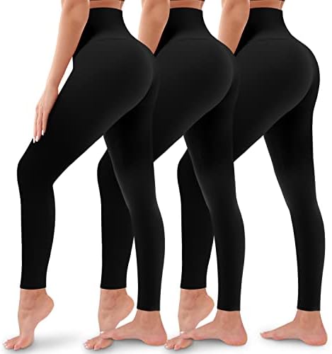 BLUEENJOY 3 Опаковки Леггинсов за жени-Подтягивающие Бедрата Панталони За йога С Висока Талия И Контрол на корема-Гамаши За тренировка и