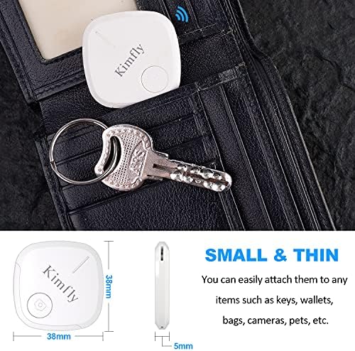 Kimfly Key Finder 4-Pack Bluetooth Тракер за ключове, смарт Тракер За търсене на предмети, Телефон, Портфейл, Ключодържатели, Bluetooth Бележки за вашия телефон Android / iOS