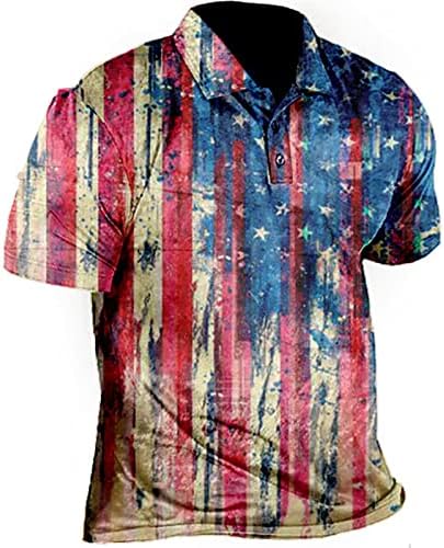 Летни работни ризи за мъже, мъжки патриотични ризи за изпълнения, Ден на независимостта, американският флаг, трикотажни ризи класическия за намаляване на