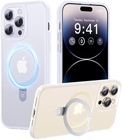 Калъф CASEKOO за iPhone 14 Pro Max с магнитна невидима стойка [Военна защита от падане] [Съвместим с MagSafe] Противоударные Тънки прозрачни калъфи за телефони за мъже и жени 6,7 инч