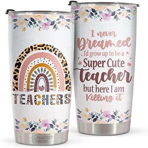 Чашите от неръждаема стомана Pawfect House 20 грама - Супер Сладък Чаша с изолация за учители, Чаша за топла и студена вода